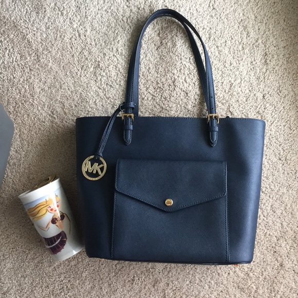 NWOT Michael Kors Blue Large Jet Set Saffiano - Picture 2 of 8